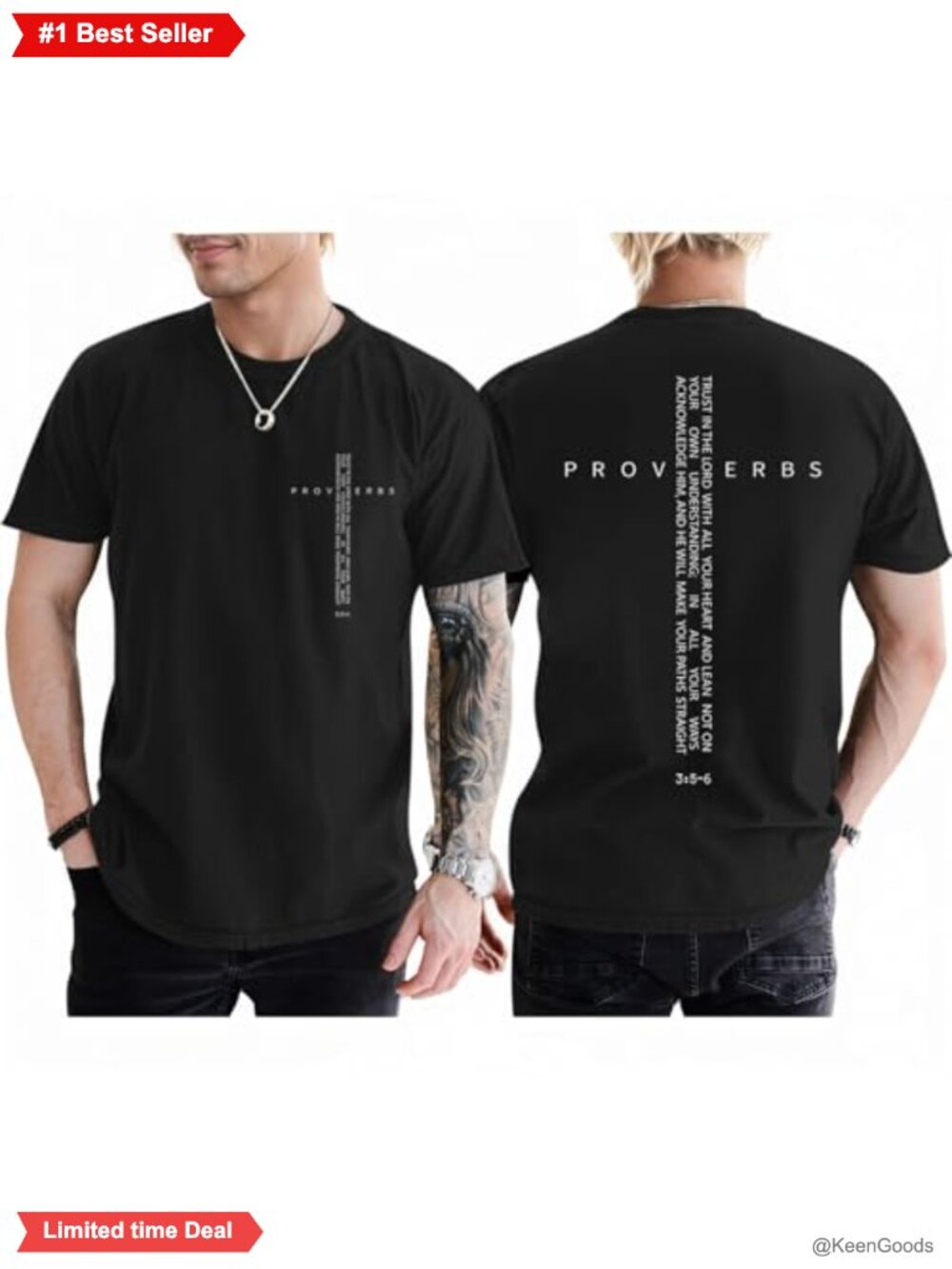 Men's Vintage Christian Cross Bible Verse T-Shirt Short Sleeve Cotton Crew Neck